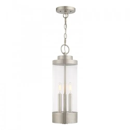 3 Lt Brushed Nickel Pendant Lantern