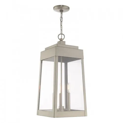 3 Lt Brushed Nickel Pendant Lantern