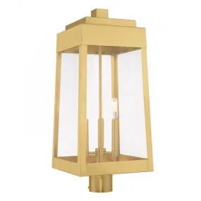 3 Lt Satin Brass Post Top Lantern