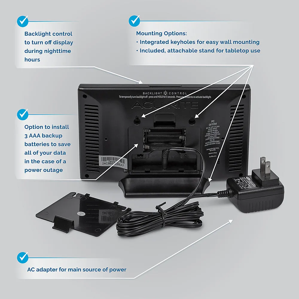 AcuRite Iris Home Weather Station with Wi-Fi Color Display for Remote Monitoring - Black