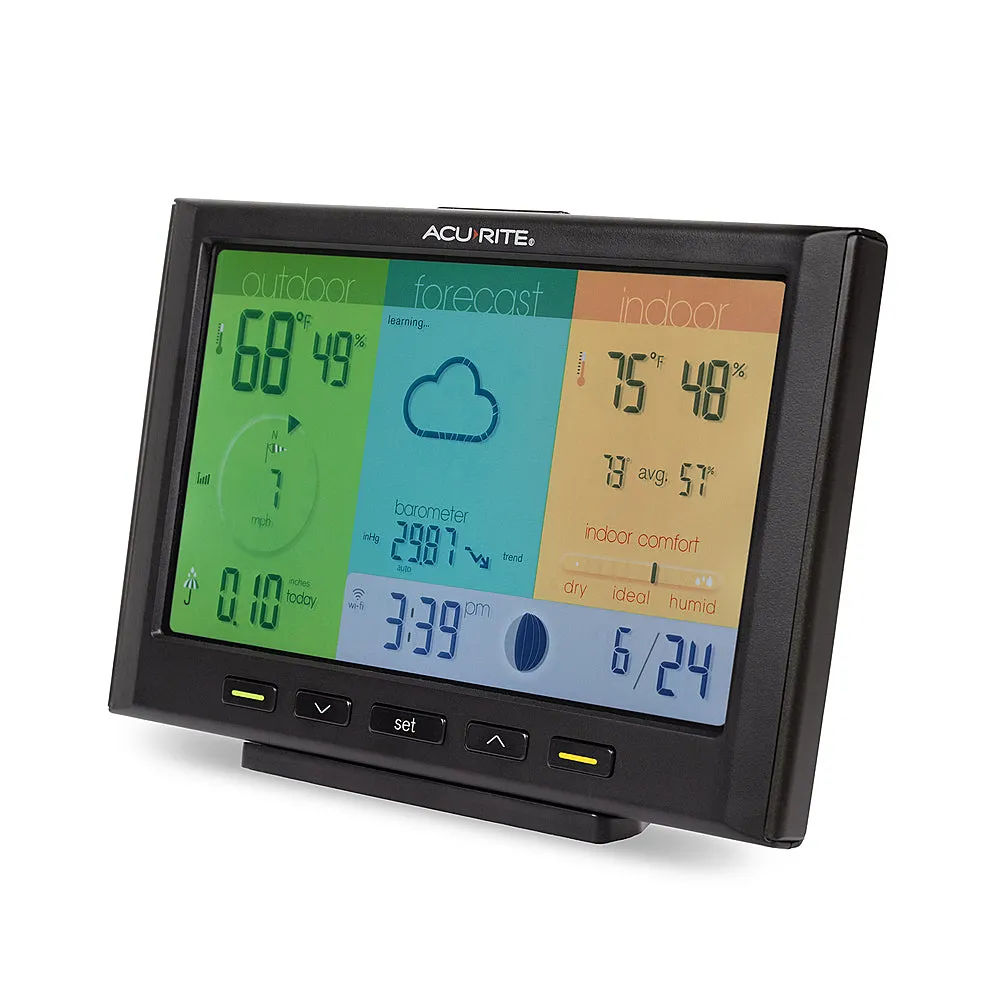 AcuRite Iris Home Weather Station with Wi-Fi Color Display for Remote Monitoring - Black