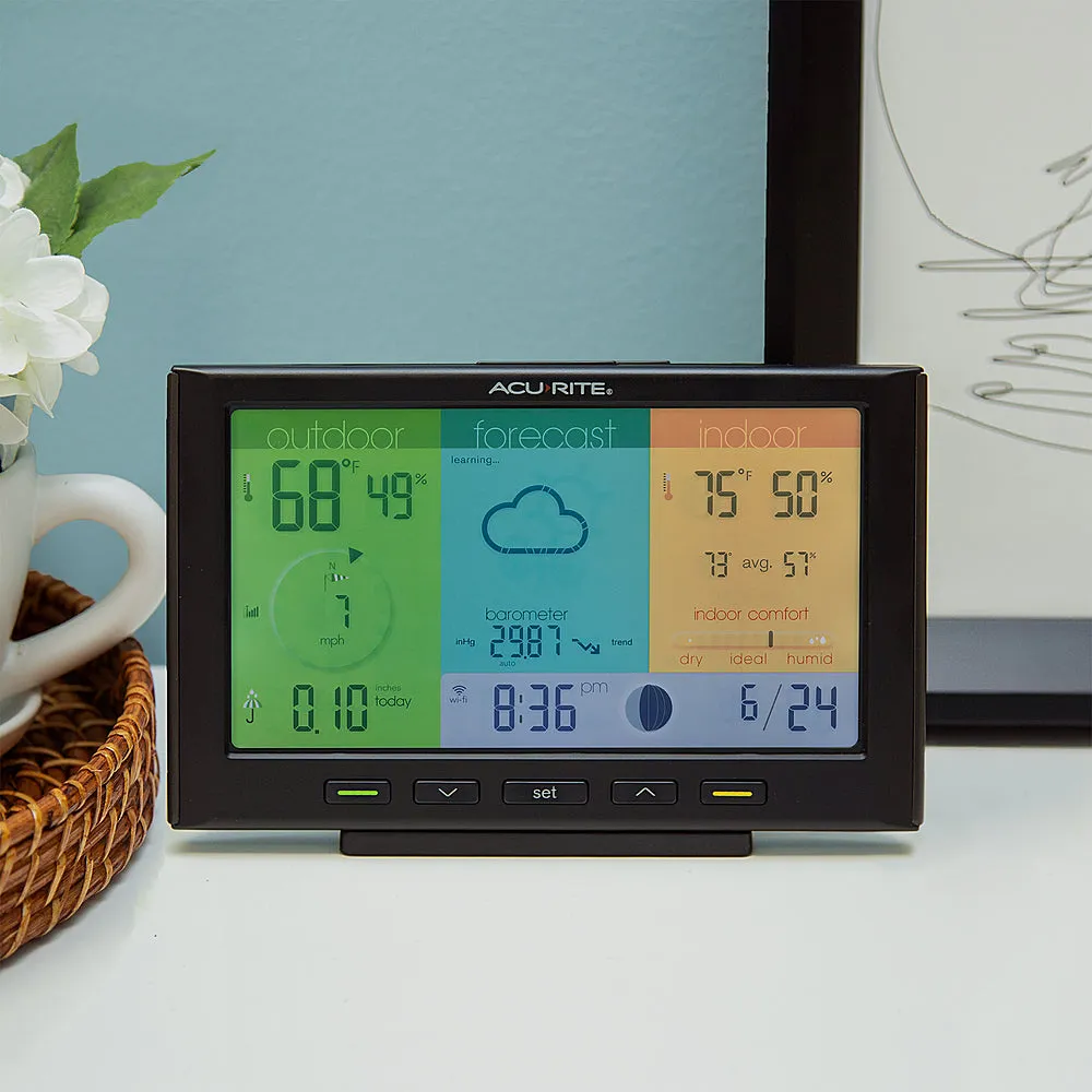 AcuRite Iris Home Weather Station with Wi-Fi Color Display for Remote Monitoring - Black