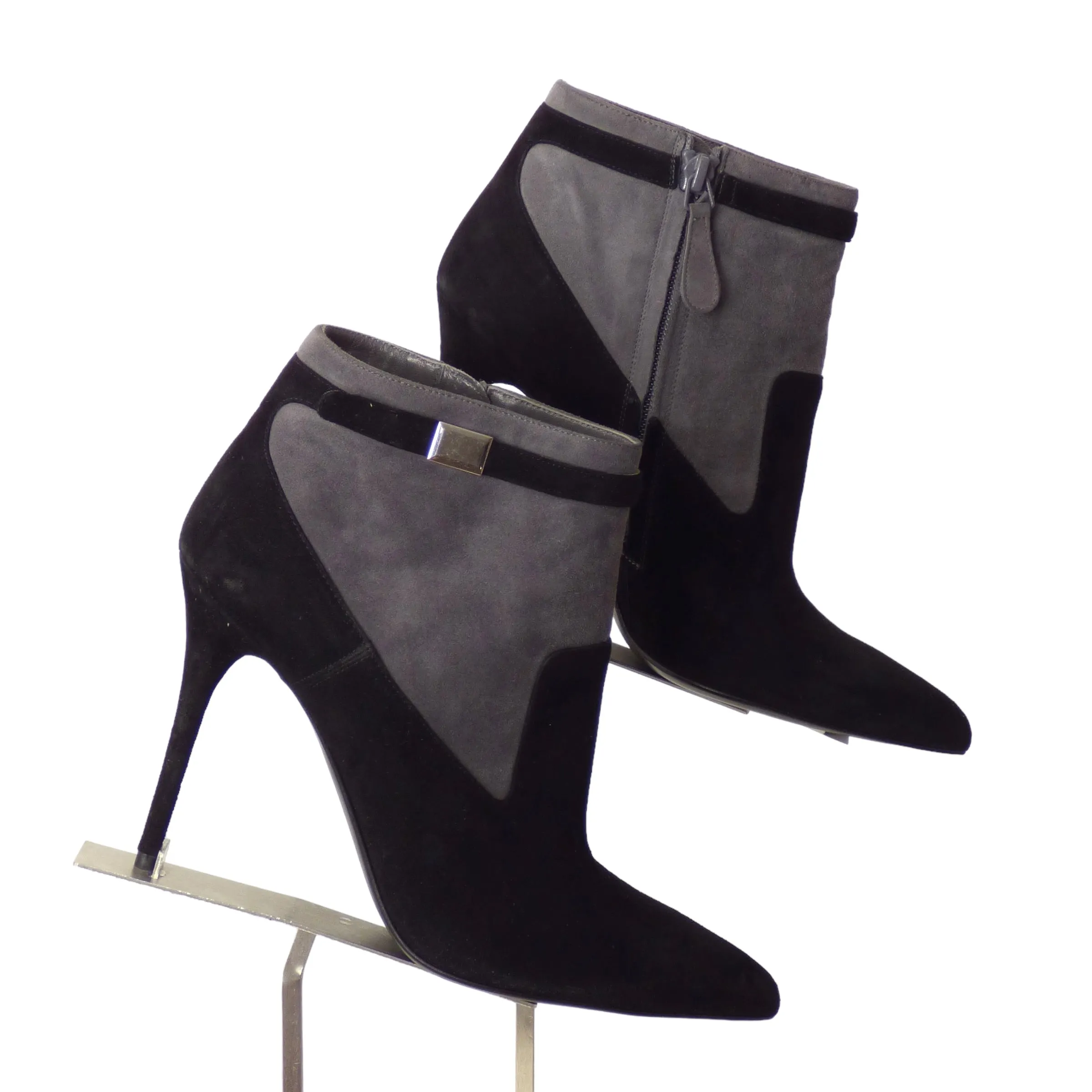 ALEXANDER MCQUEEN- Color Block Suede Booties, Size 39