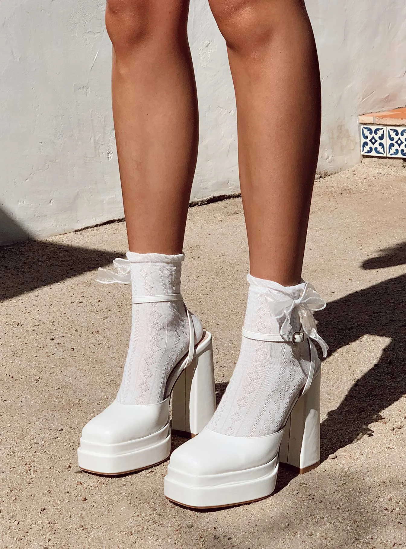 Alto Platform Heels Matte White