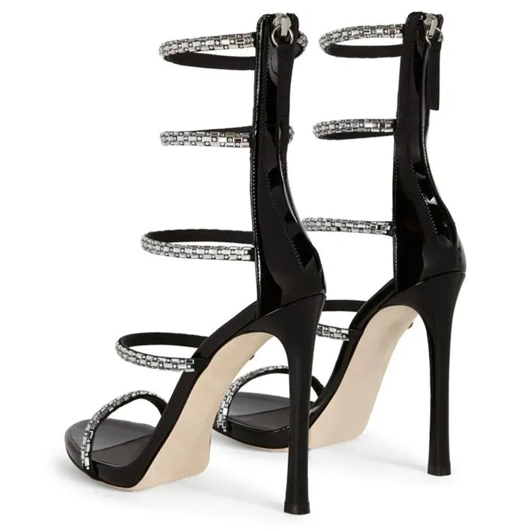 Ankle-Strap Crystal Stilettos