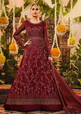 Beautiful Bright Red Embroidered Designer Floor Length Anarkali