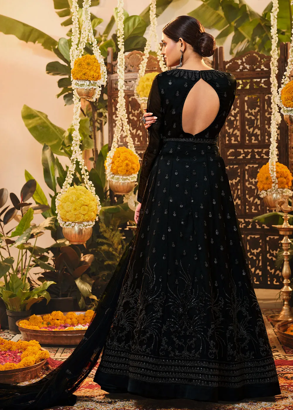 Beautiful Classy Black Embroidered Designer Floor Length Anarkali