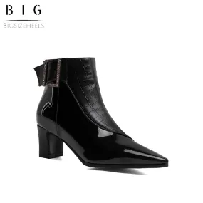 Bigsizeheels Patent leather pointed-toe party boots - Black