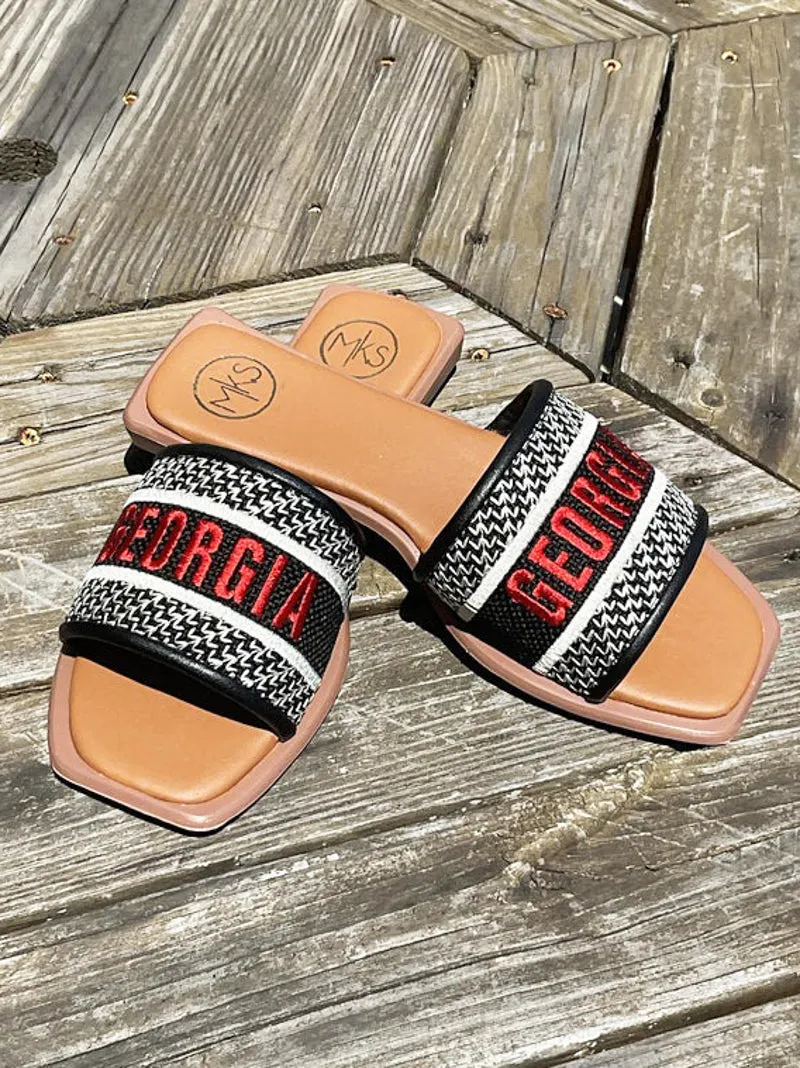 Bobbie Game Day Sandals - Georgia Black and Red