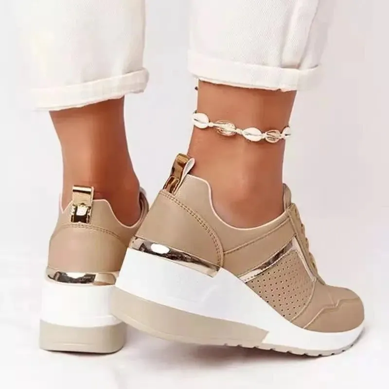 Brand Design 2021 New Women Casual Shoes Height Increasing Sport Wedge Shoes Air Cushion Comfortable Sneakers Zapatos De Mujer