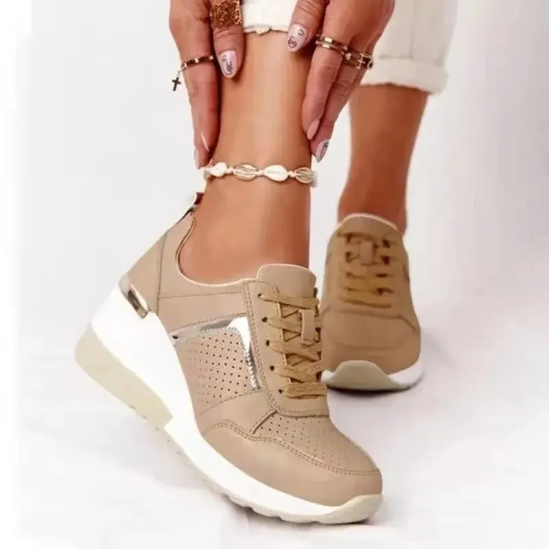 Brand Design 2021 New Women Casual Shoes Height Increasing Sport Wedge Shoes Air Cushion Comfortable Sneakers Zapatos De Mujer