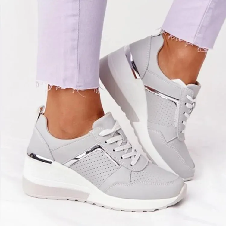 Brand Design 2021 New Women Casual Shoes Height Increasing Sport Wedge Shoes Air Cushion Comfortable Sneakers Zapatos De Mujer