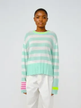 Brodie T Cashmere Apple Mist Green Oceana Stripe Jumper