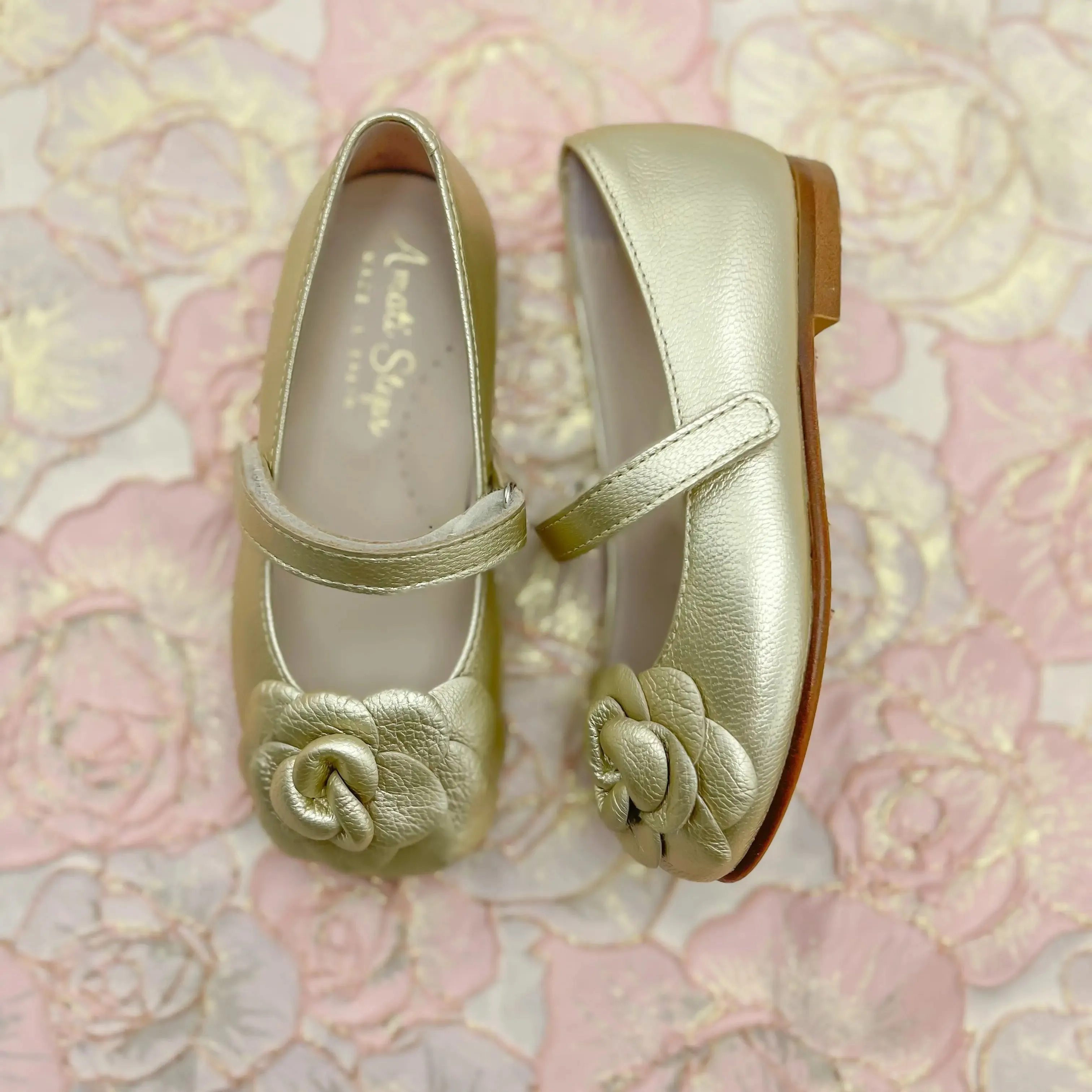 Camille- Gold Leather Mary Jane Shoes