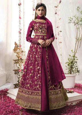 Captivating Hot Pink Wedding Festive Floor Length Anarkali Suit