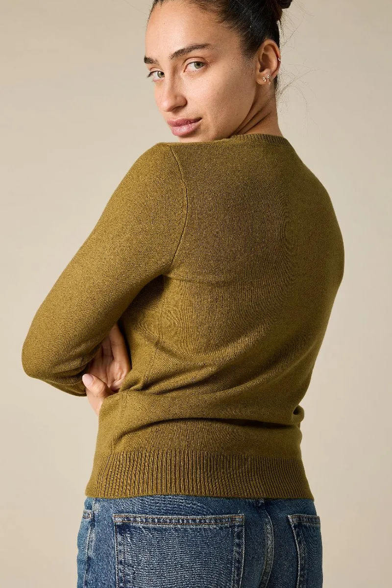 Cashmere Daisy Crew Neck in Bronze