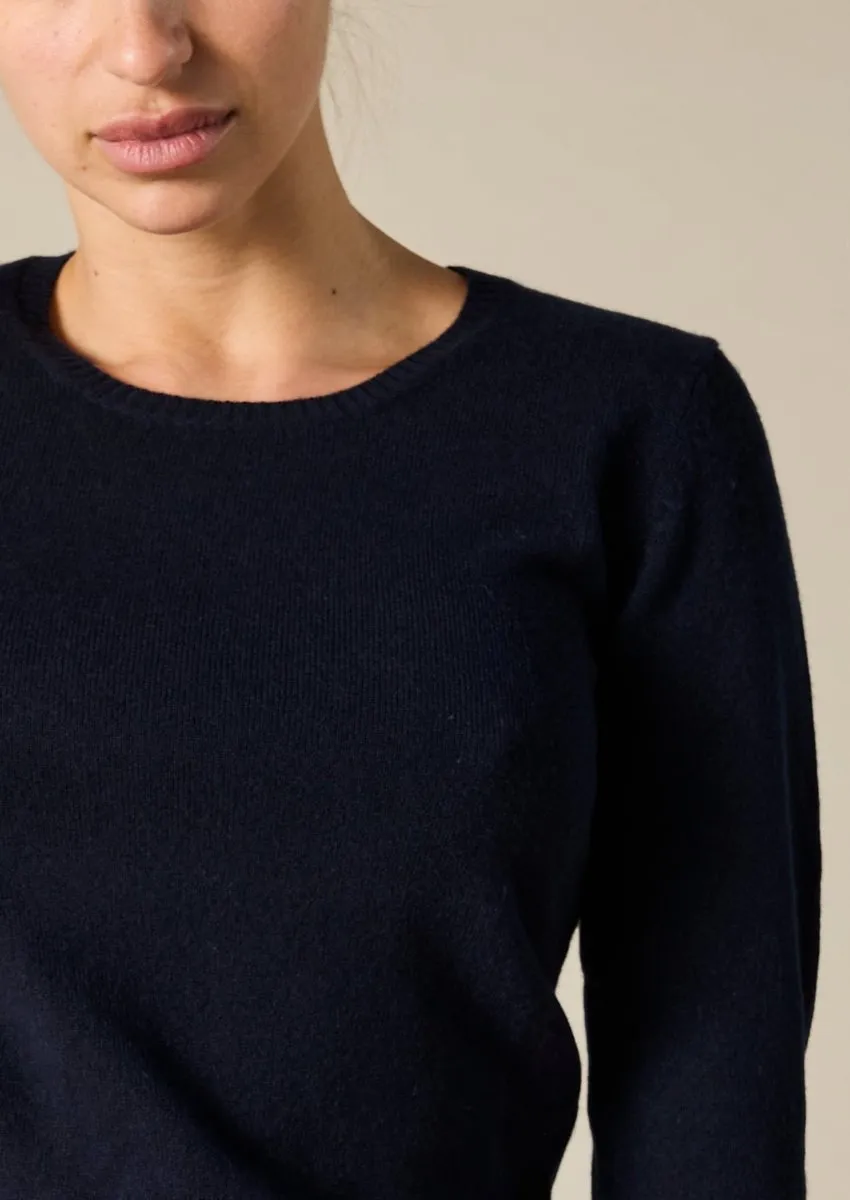 Cashmere Daisy Crew Neck in Ink