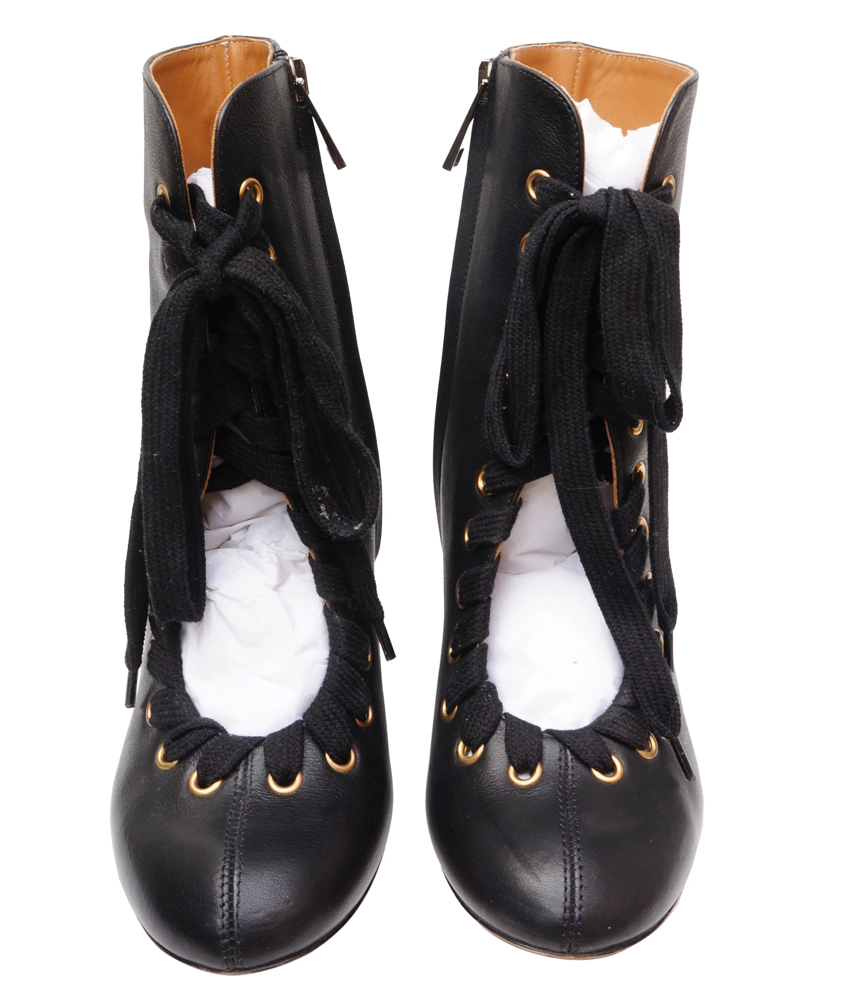 Chloé Grained Leather Ankle Lace-Up Boots