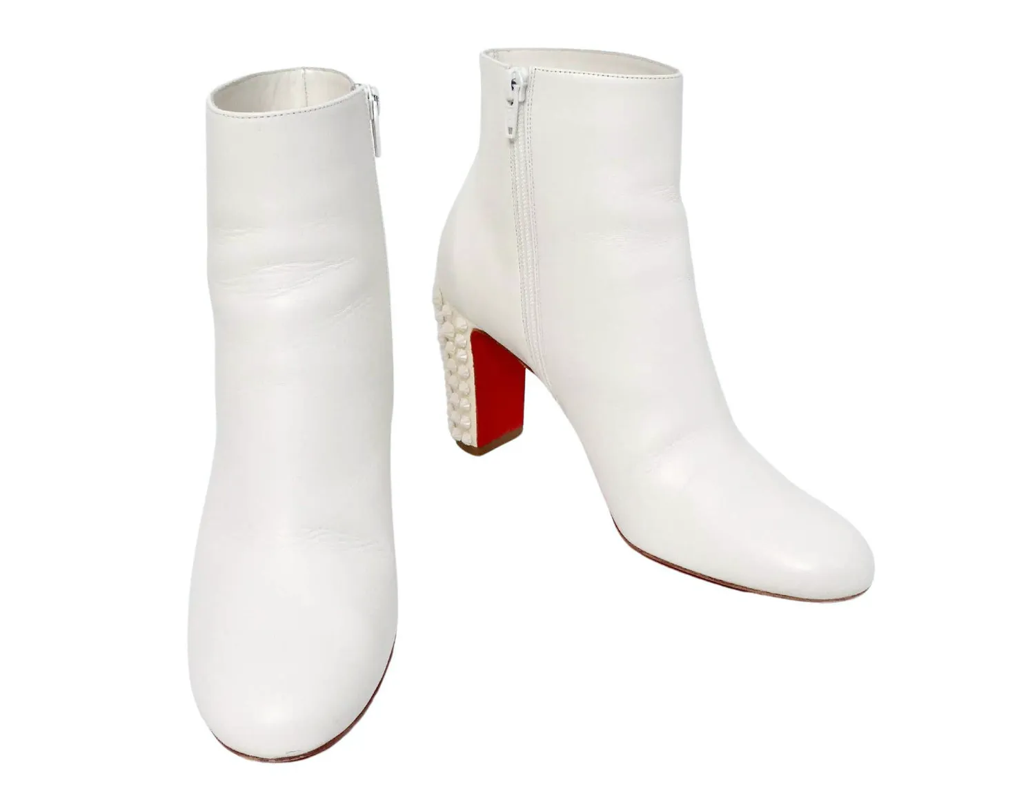 Christian Louboutin White Suzi Folk Smooth Calfskin Ankle Boots