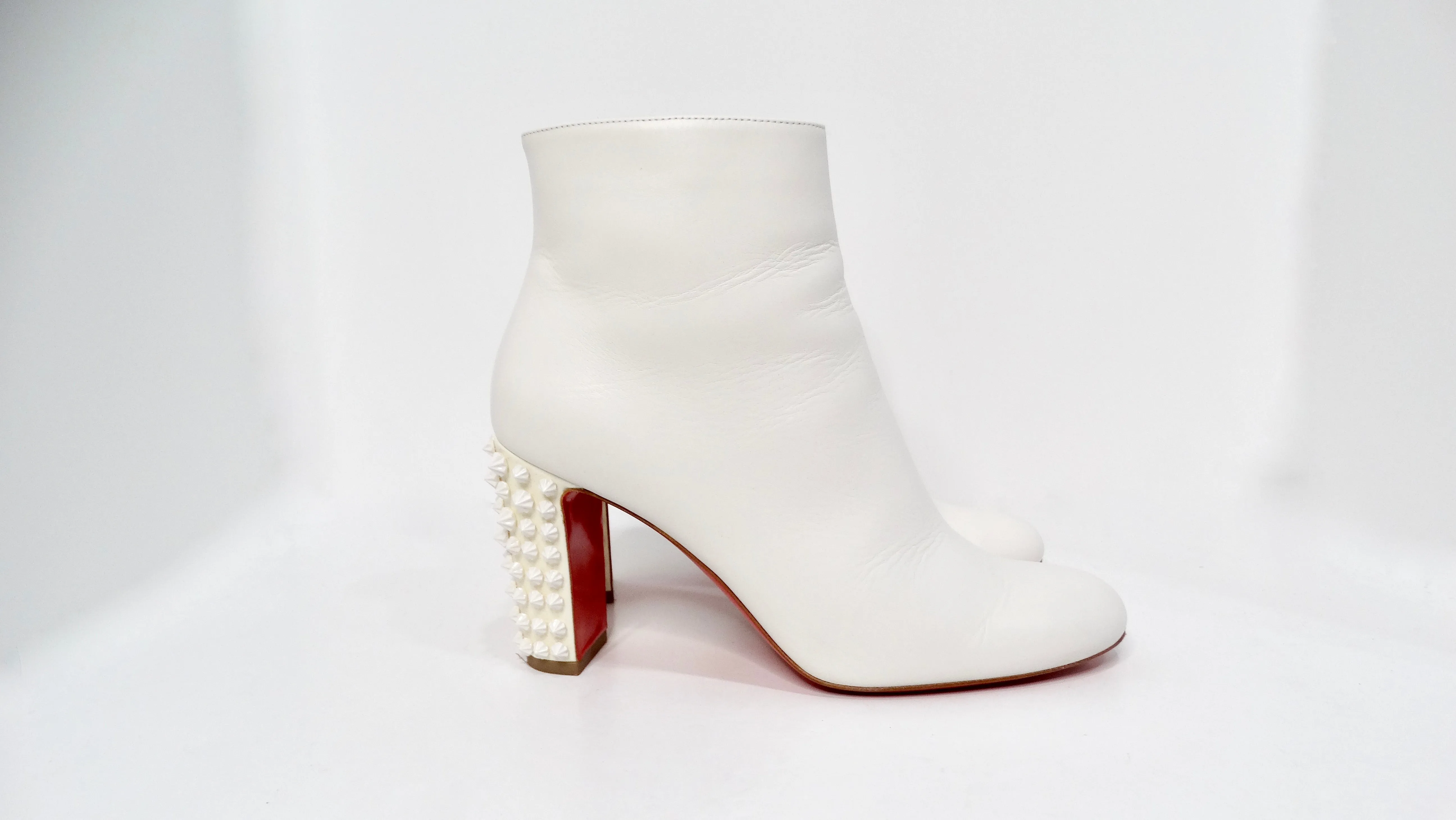 Christian Louboutin White Suzi Folk Smooth Calfskin Ankle Boots