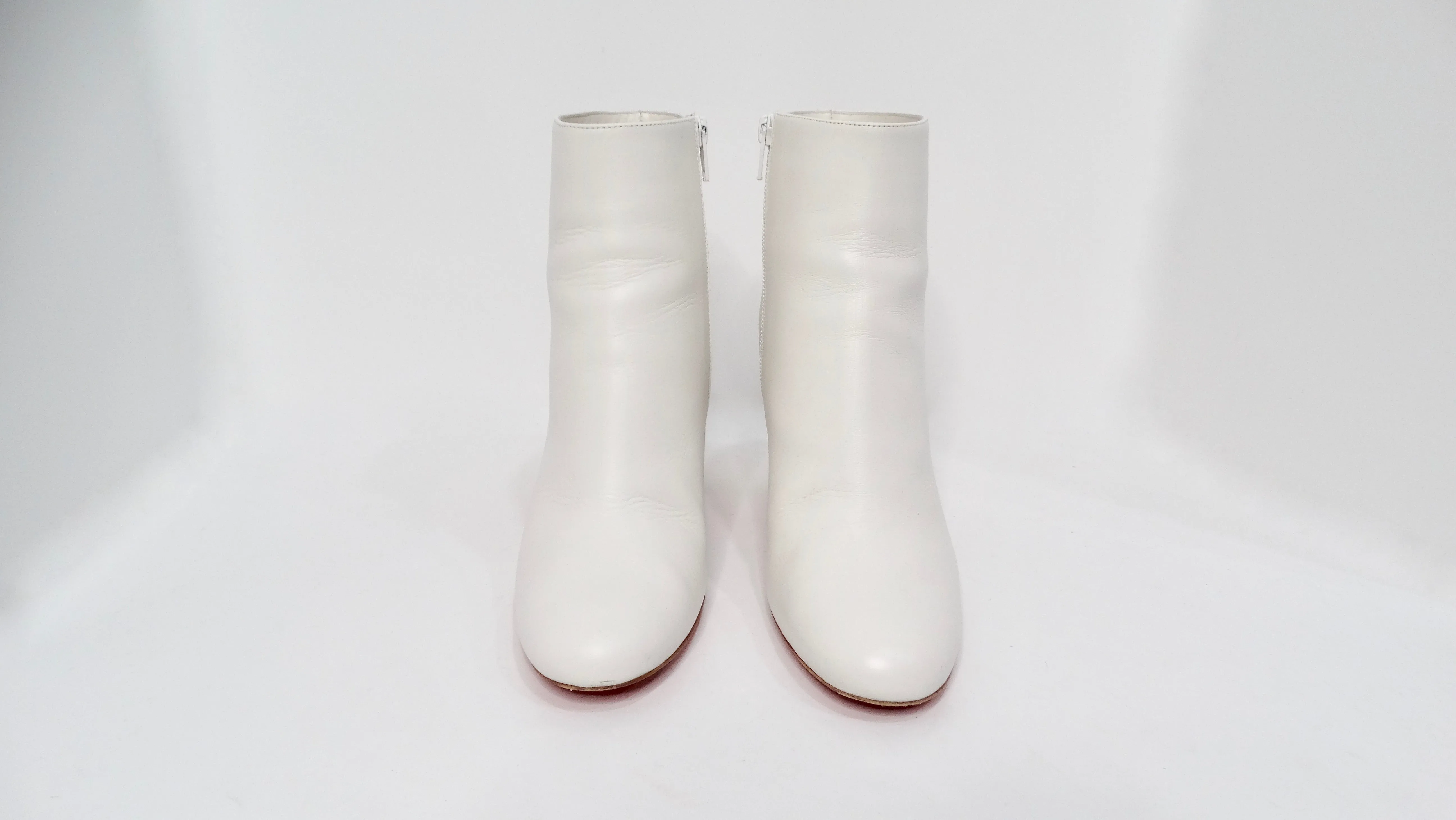 Christian Louboutin White Suzi Folk Smooth Calfskin Ankle Boots