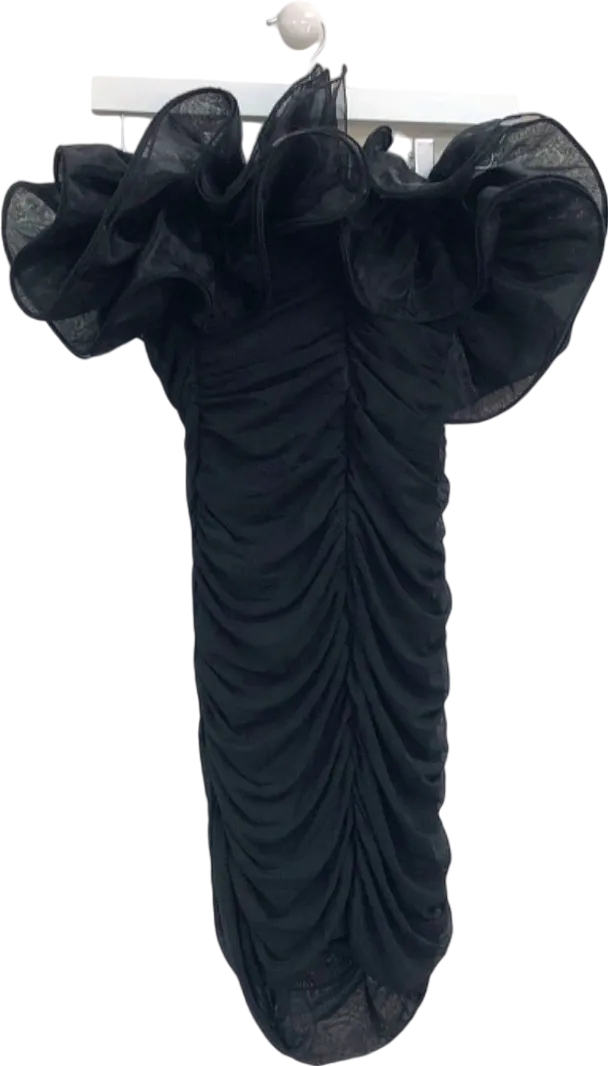 Club L London Black Ruffled Gown UK 6