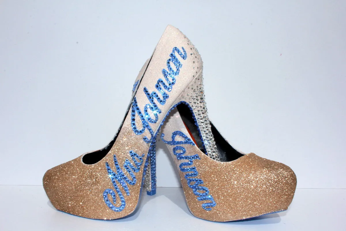 Custom White Gold Ombre Wedding/Prom Shoe