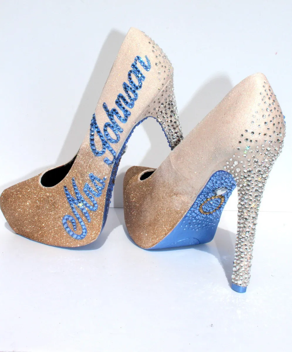 Custom White Gold Ombre Wedding/Prom Shoe