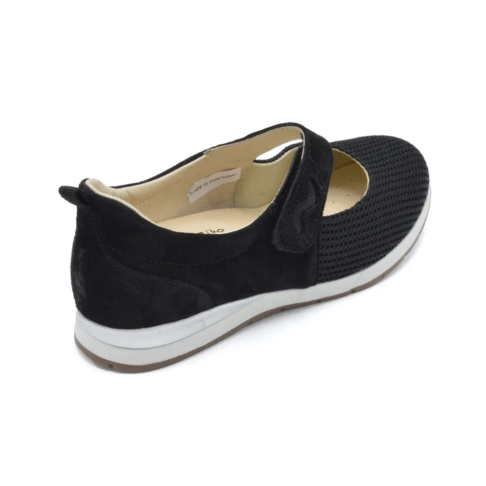 DB Hawaii - Ladies Wide Fit Summer Casual - 2V (2E-4E) Fitting -  Black Suede/Mesh