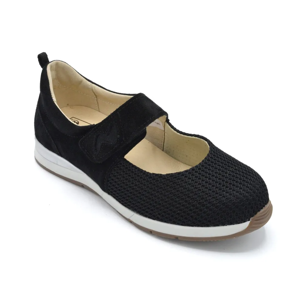 DB Hawaii - Ladies Wide Fit Summer Casual - 2V (2E-4E) Fitting -  Black Suede/Mesh