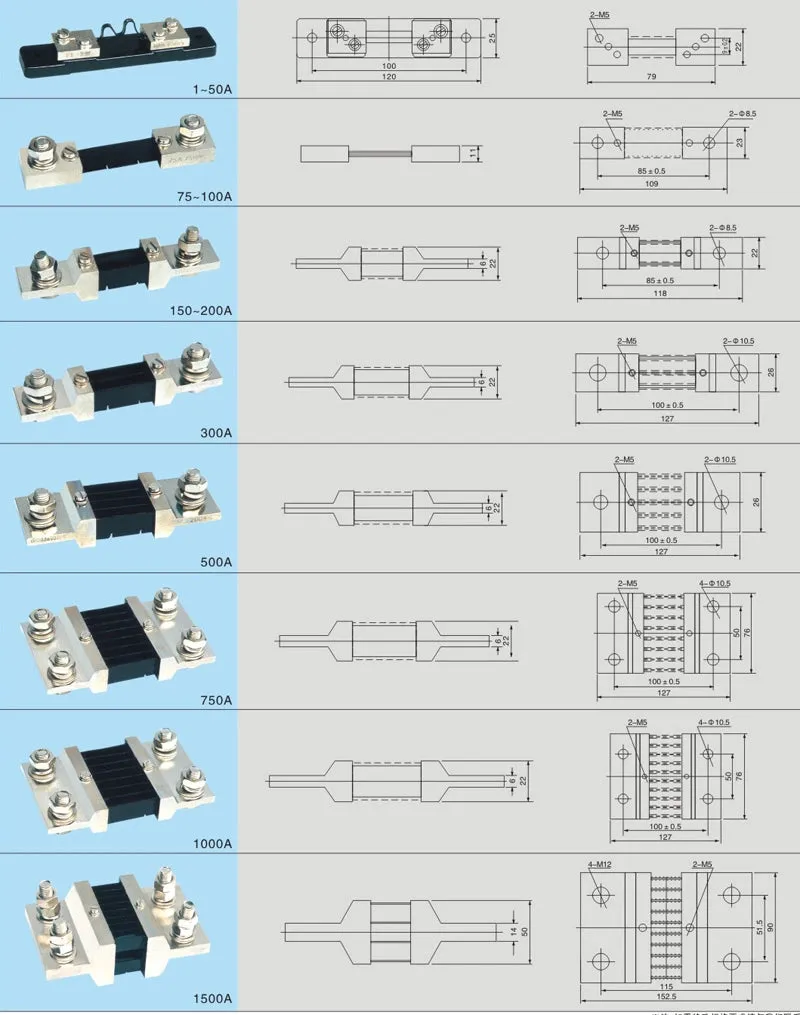 DC FL-2 Shunt 75mv With Base Ammeter Current Resistor