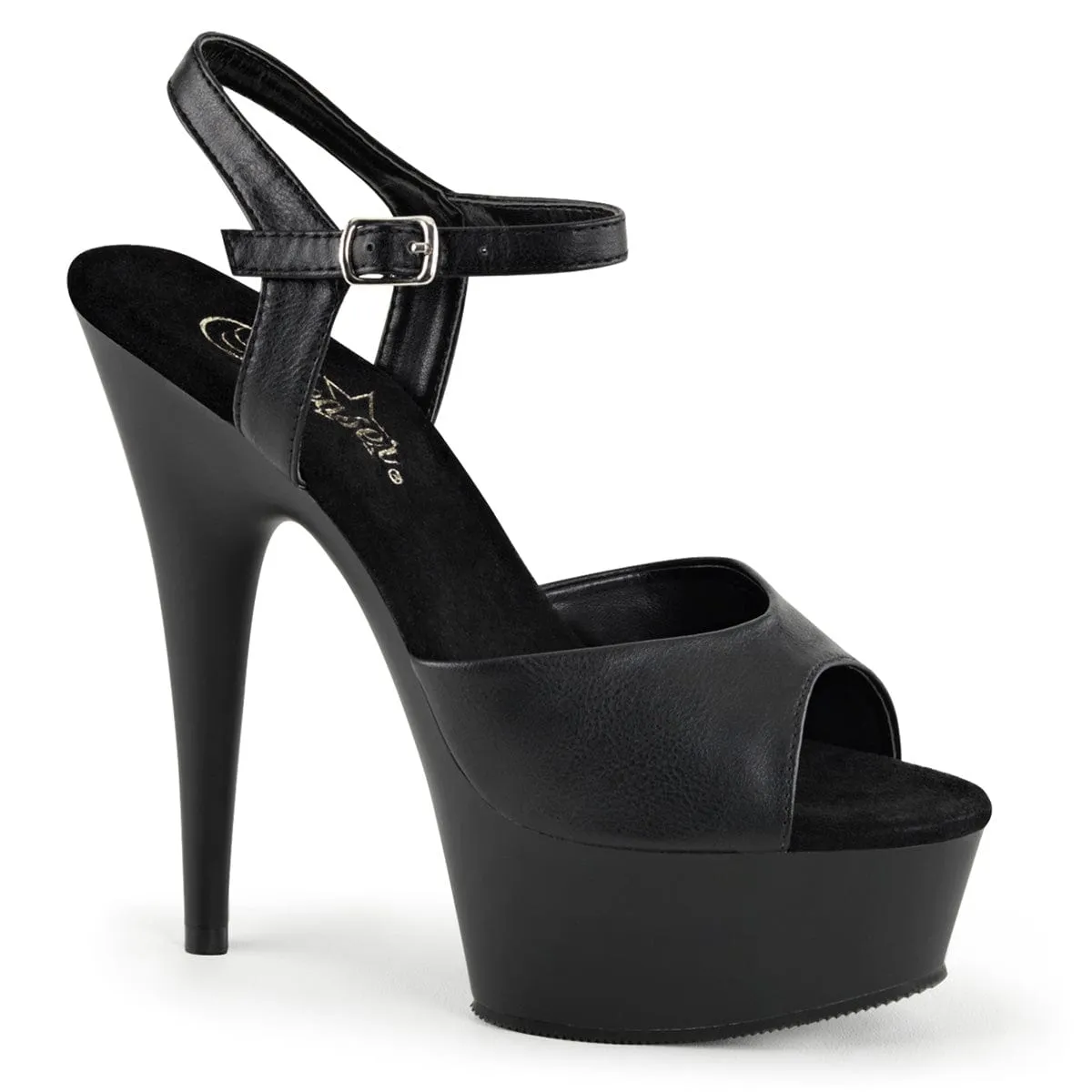 DELIGHT-609 Black Faux Leather/Black Matte