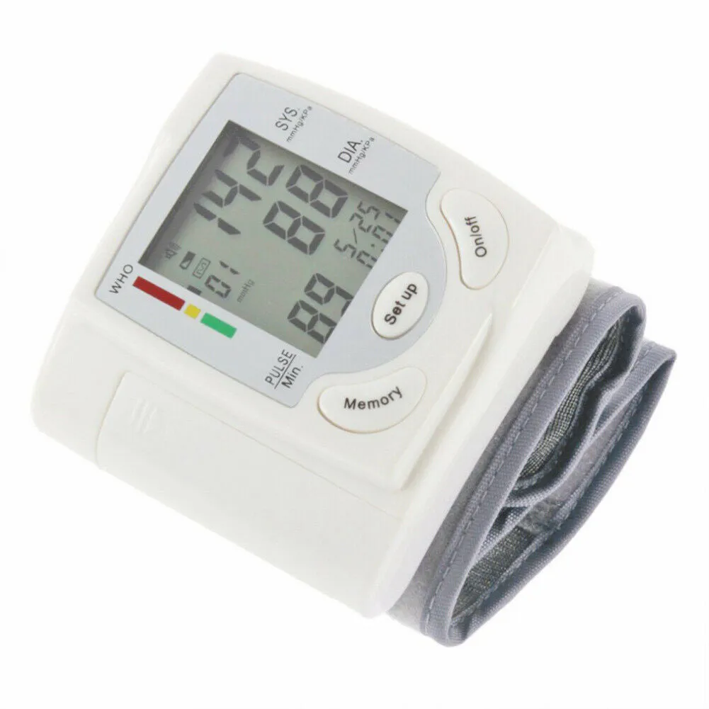 Digital LCD Wrist Blood Pressure Monitor Heart-Beat Rate Pulse Meter Measure