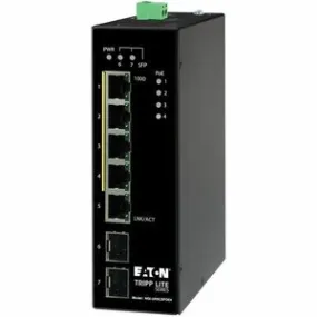 Eaton Tripp Lite Series 5-Port Unmanaged Industrial Gigabit Ethernet Switch - 10/100/1000 Mbps, PoE  30W, -10&deg; to 60&deg;C, 2 GbE SFP Slots, DIN Mount, TAA