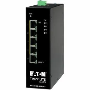 Eaton Tripp Lite Series 5-Port Unmanaged Industrial Gigabit Ethernet Switch - 10/100/1000 Mbps, PoE  30W, -10&deg; to 60&deg;C, DIN Mount, TAA