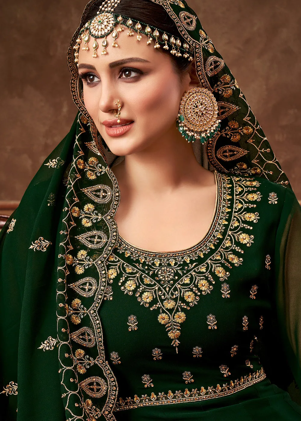 Eid Special Dark Green Georgette Designer Anarkali Suit