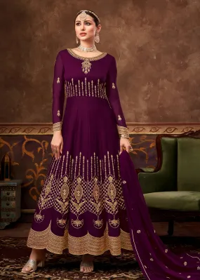 Eid Special Wine Purple Georgette Designer Anarkali Suit