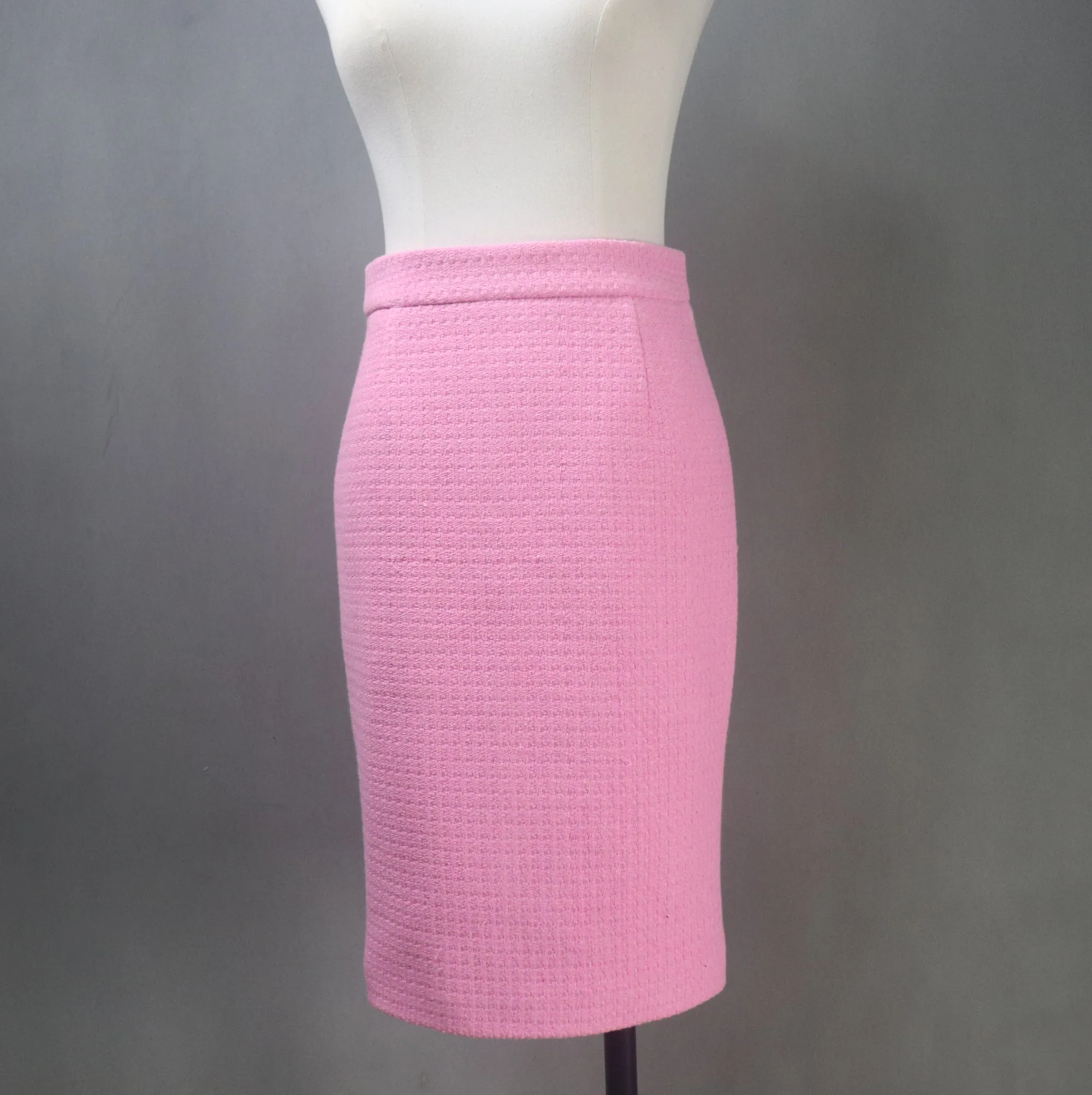 Elegant Custom-Made Spring Summer Tweed Hot Pink Suit