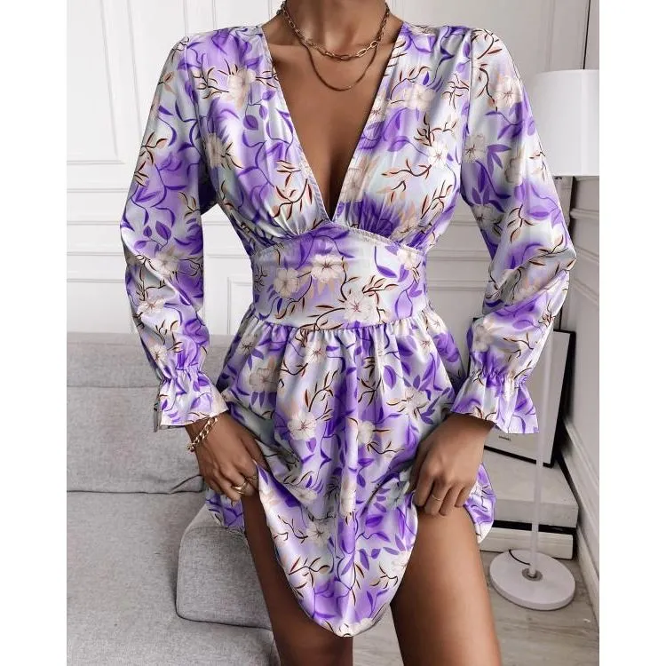 Floral Print Long Sleeve Dress