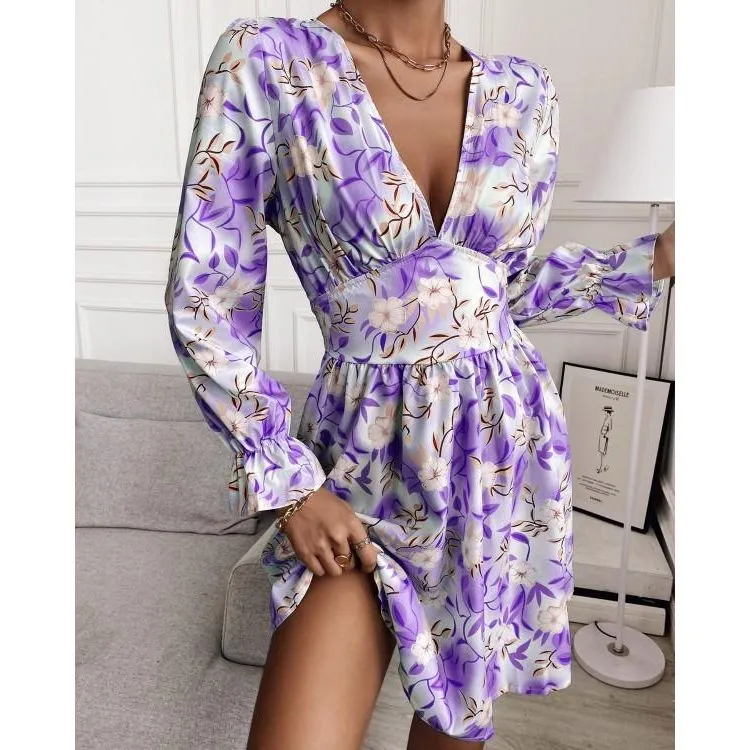 Floral Print Long Sleeve Dress