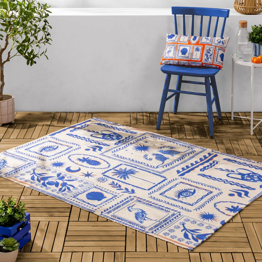 Frieze Outdoor Washable Rug Blue