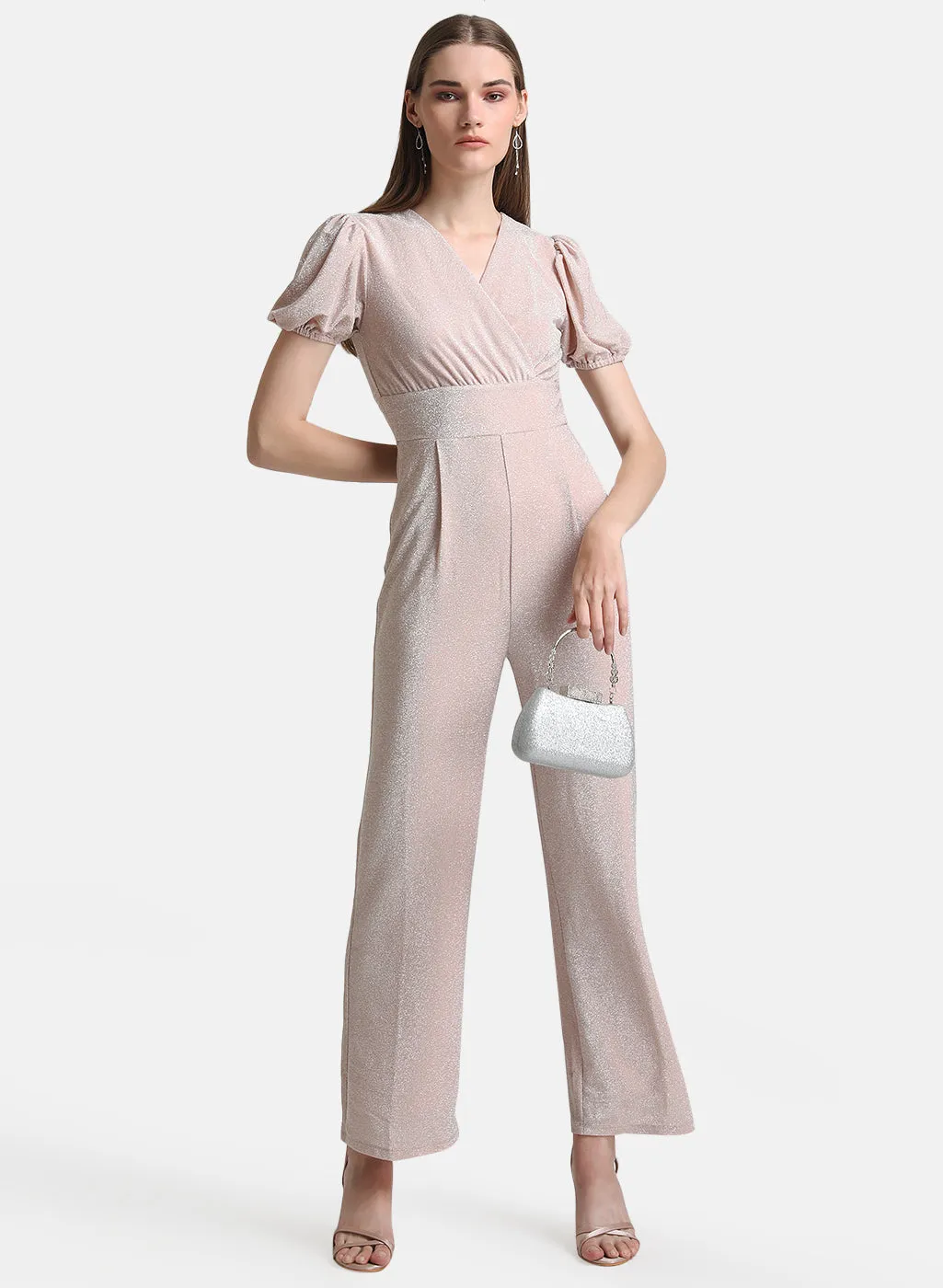 Front Wrap Jumpsuit With Flared Bottom