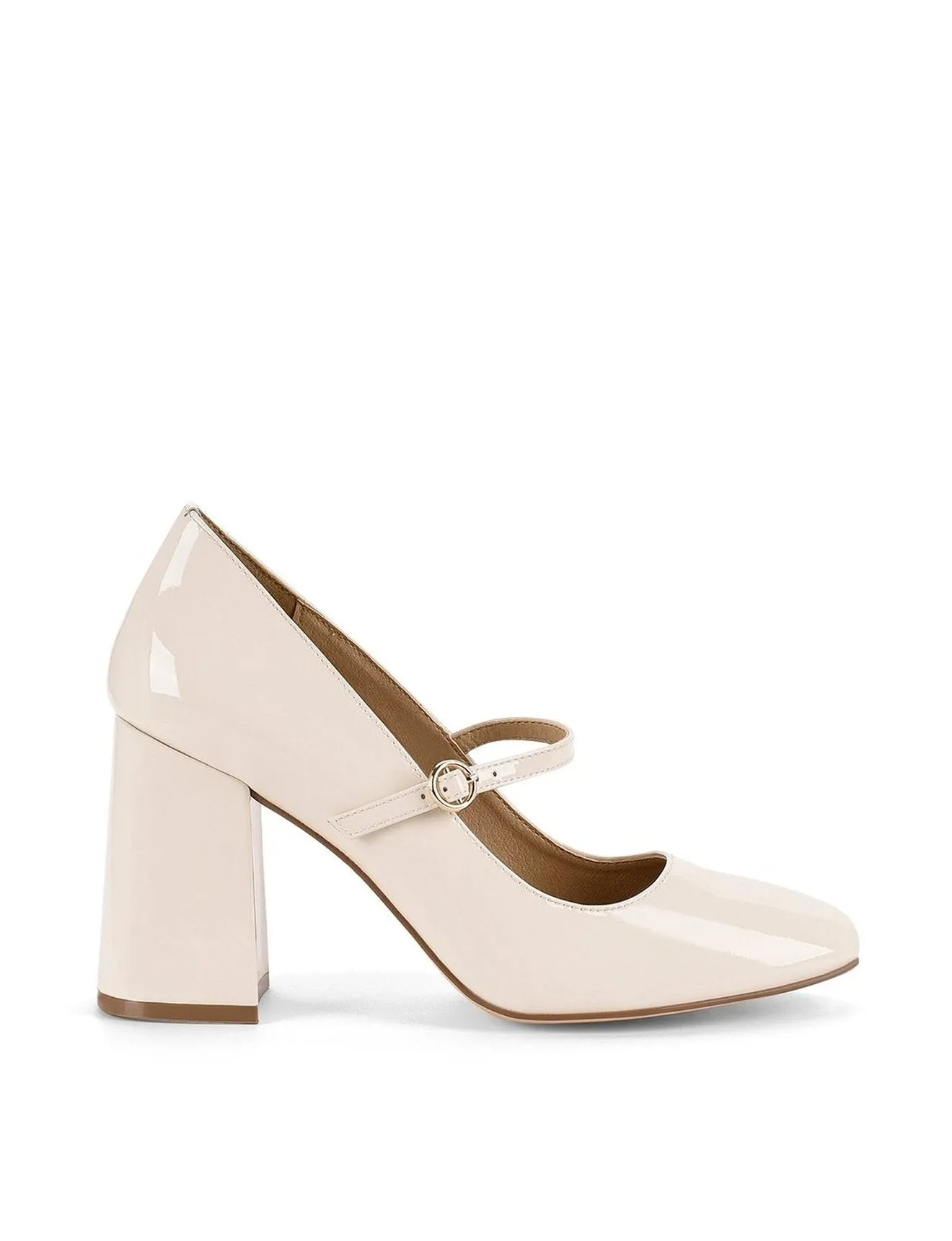 Gigi Block Heel Pump - Chalk Patent Leather