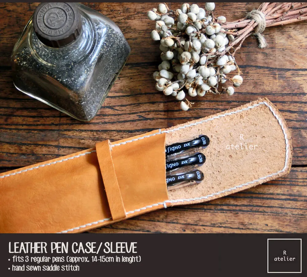 Handmade Leather Pen Case / Sleeve (FREE SHIP)