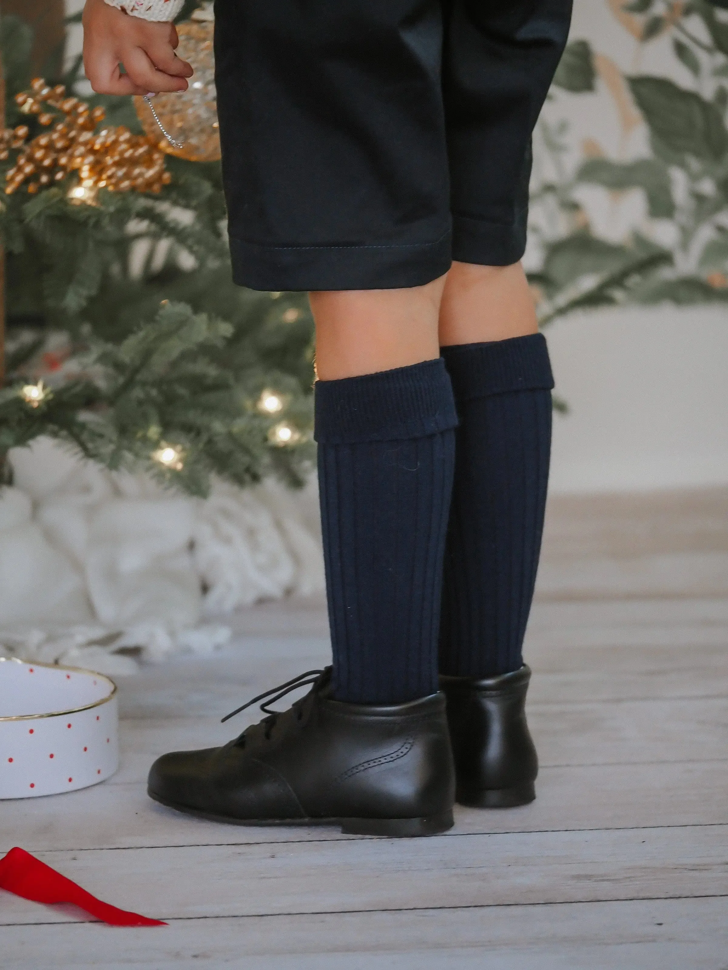 Henry- Dark Navy Leather Boy Boots