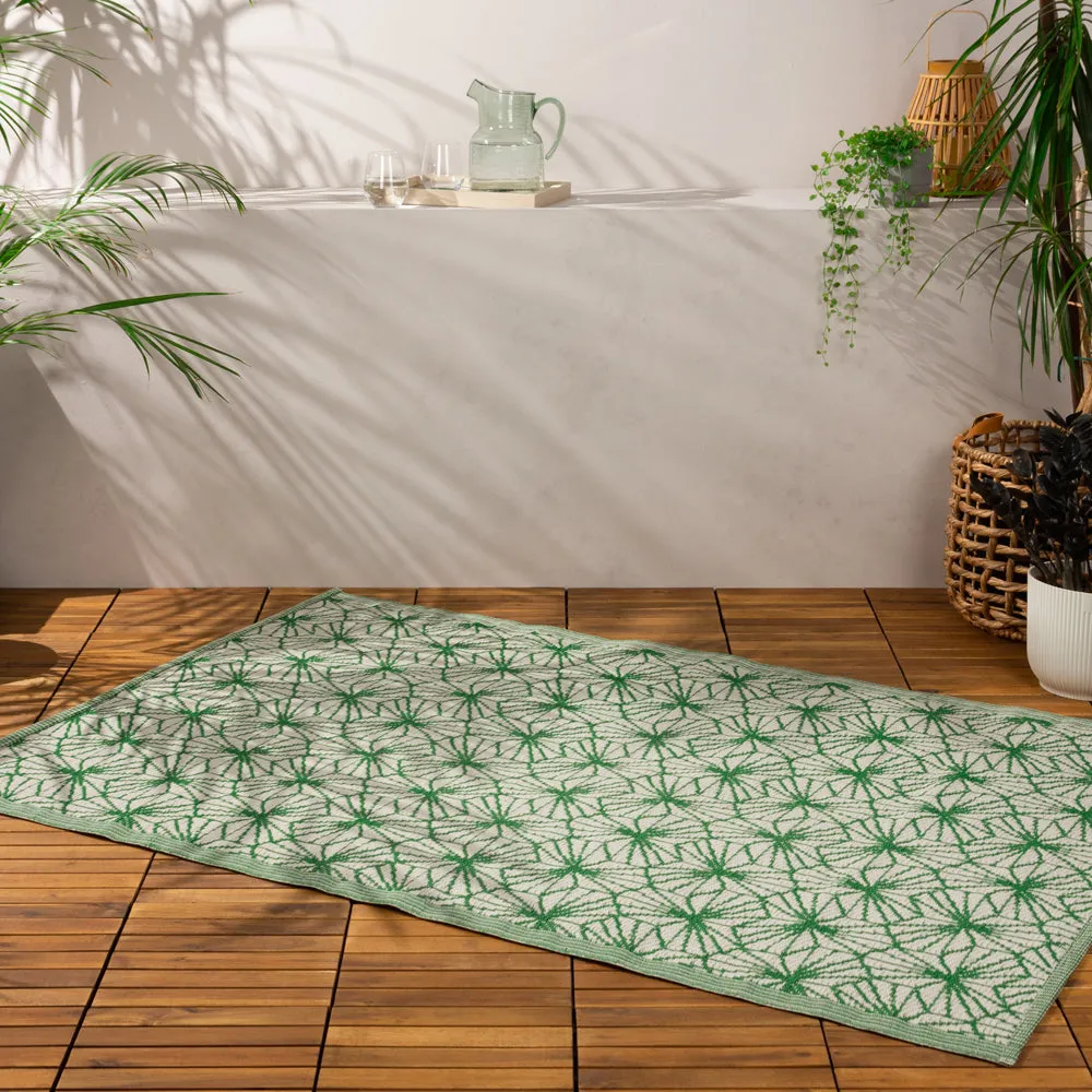 Hexa 120x180cm Outdoor 100% Recycled Rug Green