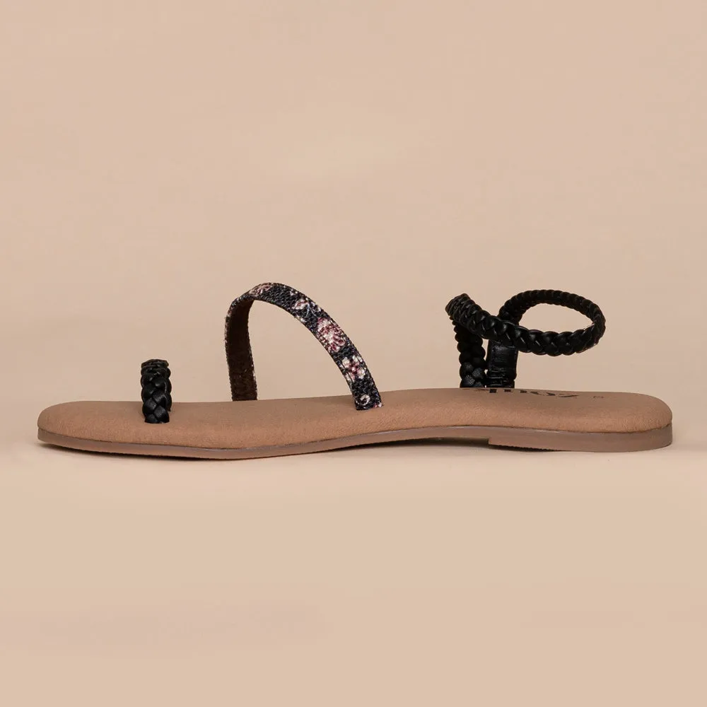 Hooghly Garden Black Braided Sandal