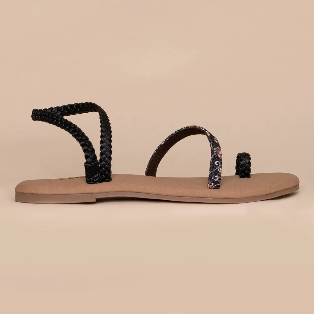 Hooghly Garden Black Braided Sandal