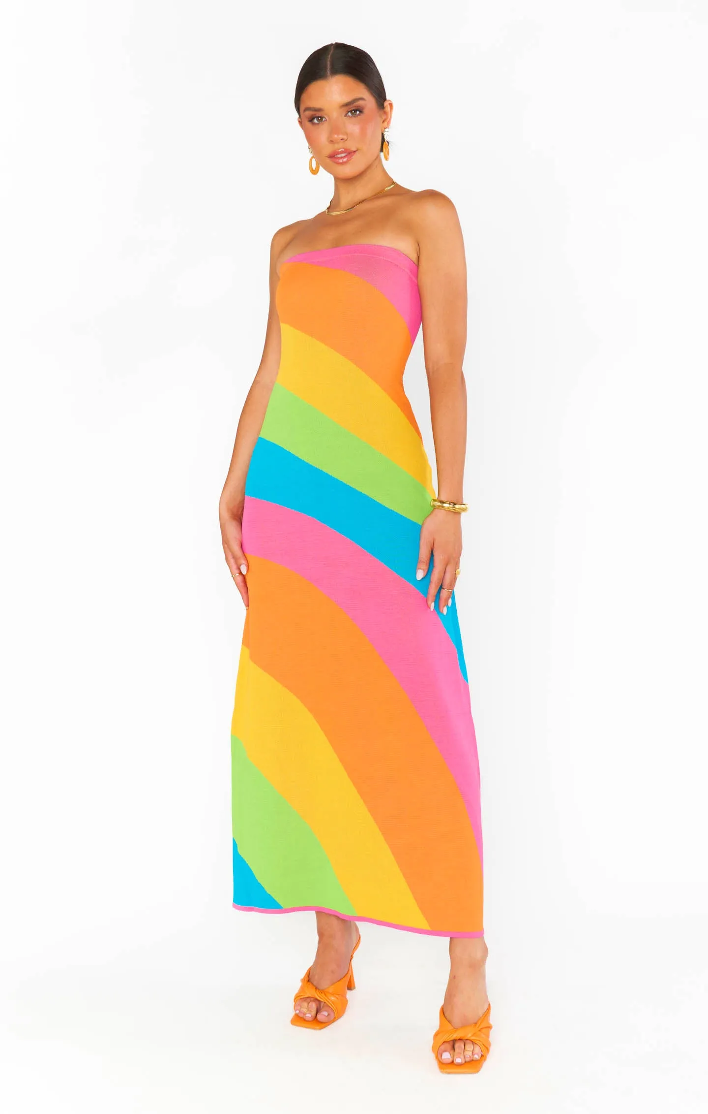 Island Nights Tube Dress ~ Salty Rainbow Stripe Knit