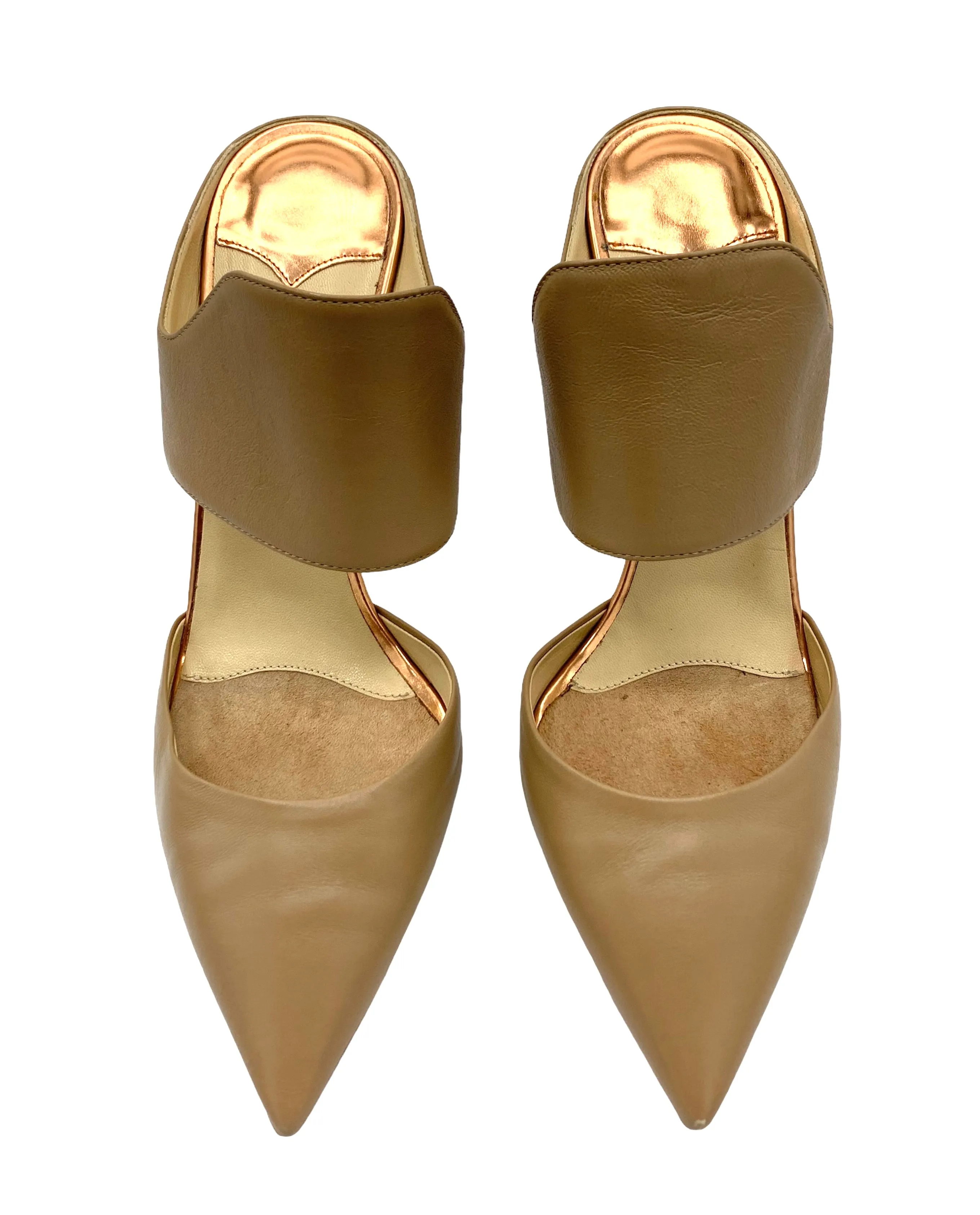 Jimmy Choo Beige Leather Pointed Toe Heeled Mules, 39 1/2